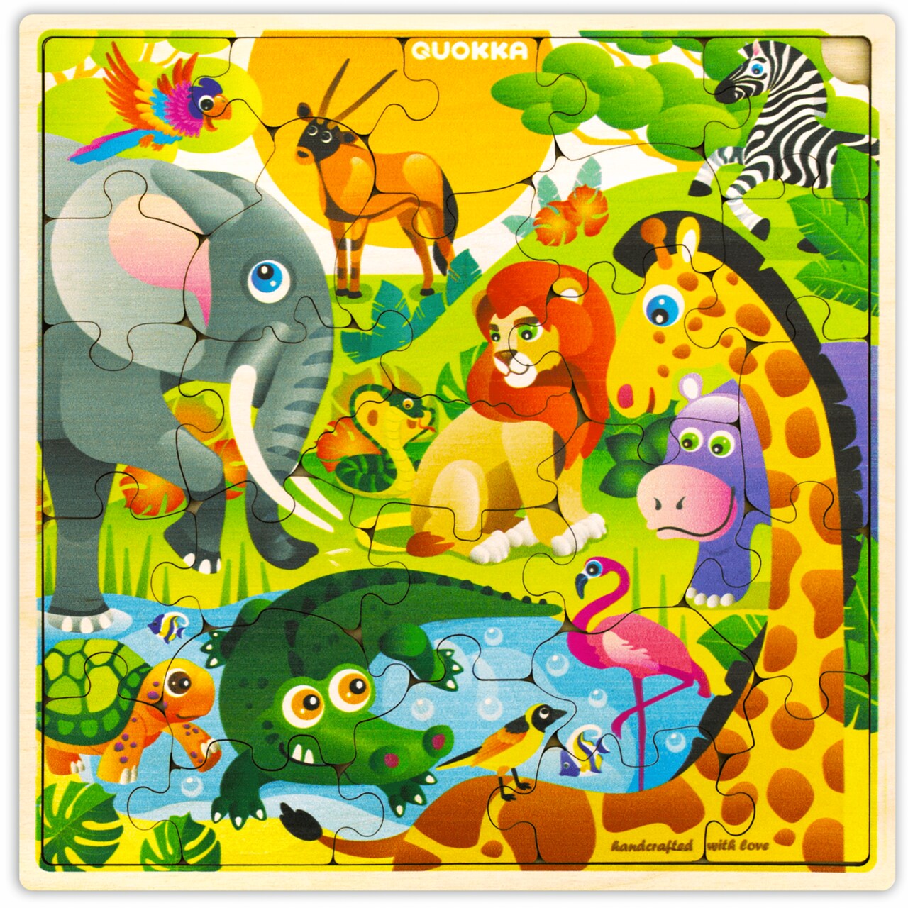 QUOKKA Wooden Africa Puzzles for Kids Ages 3-5 – 28 Pieces Toddlers Kids Puzzles Ages 4-8 Year Olds – Wood Africa Toys for Children 6-8 yo | Africa Animals